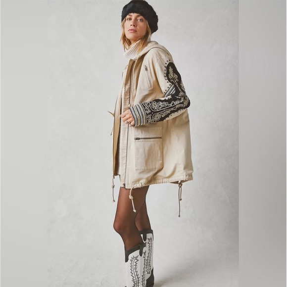 Free People Golden Quill Military Parka Size XSmall NWT - Picture 2 of 16